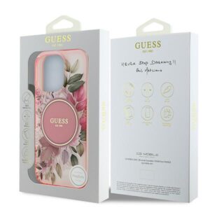 Guess GUHMP16XHFWBDCEP Apple iPhone 16 Pro Max 6.9" rožinės spalvos kietas dėklas IML Flower & Tonal Circle MagSafe - Image 8