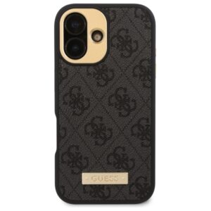 Guess GUHMP16SU4GPRK Apple iPhone 16 6.1" juodos spalvos kietas dėklas 4G Logo Plate MagSafe - Image 3