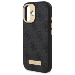 Guess GUHMP16SU4GPRK Apple iPhone 16 6.1" juodos spalvos kietas dėklas 4G Logo Plate MagSafe - Image 6