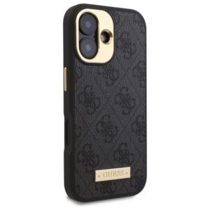 Guess GUHMP16MU4GPRK Apple iPhone 16 Plus 6.7" juodos spalvos kietas dėklas 4G Logo Plate MagSafe - Image 4