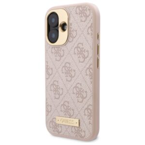 Guess GUHMP16SU4GPRP Apple iPhone 16 6.1" rožinės spalvos kietas dėklas 4G Logo Plate MagSafe - Image 2