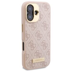 Guess GUHMP16SU4GPRP Apple iPhone 16 6.1" rožinės spalvos kietas dėklas 4G Logo Plate MagSafe - Image 4