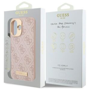 Guess GUHMP16SU4GPRP Apple iPhone 16 6.1" rožinės spalvos kietas dėklas 4G Logo Plate MagSafe - Image 8