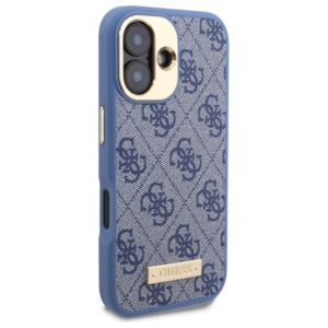 Guess GUHMP16SU4GPRB Apple iPhone 16 6.1" blue kietas dėklas 4G Logo Plate MagSafe - Image 4