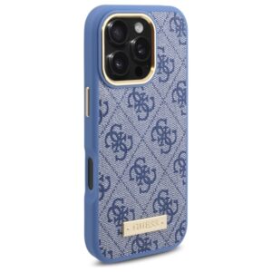 Guess GUHMP16LU4GPRB Apple iPhone 16 Pro 6.3" blue kietas dėklas 4G Logo Plate MagSafe - Image 4