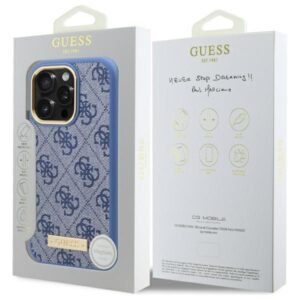 Guess GUHMP16LU4GPRB Apple iPhone 16 Pro 6.3" blue kietas dėklas 4G Logo Plate MagSafe - Image 8