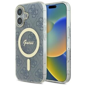 Guess GUHMP16SH4STB Apple iPhone 16 6.1" blue kietas dėklas IML 4G MagSafe
