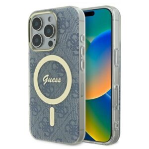 Guess GUHMP16LH4STB Apple iPhone 16 Pro 6.3" blue kietas dėklas IML 4G MagSafe