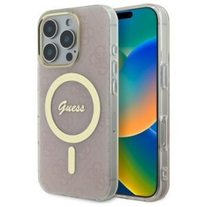 Guess GUHMP16XH4STP Apple iPhone 16 Pro Max 6.9" rožinės spalvos kietas dėklas IML 4G MagSafe