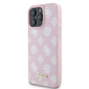 Guess GUHMP16LPGPYSP Apple iPhone 16 Pro 6.3" rožinės spalvos kietas dėklas Peony Script Logo MagSafe - Image 2