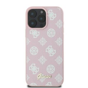 Guess GUHMP16LPGPYSP Apple iPhone 16 Pro 6.3" rožinės spalvos kietas dėklas Peony Script Logo MagSafe - Image 3
