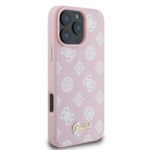 Guess GUHMP16LPGPYSP Apple iPhone 16 Pro 6.3" rožinės spalvos kietas dėklas Peony Script Logo MagSafe - Image 4