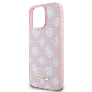 Guess GUHMP16LPGPYSP Apple iPhone 16 Pro 6.3" rožinės spalvos kietas dėklas Peony Script Logo MagSafe - Image 6