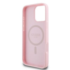 Guess GUHMP16LPGPYSP Apple iPhone 16 Pro 6.3" rožinės spalvos kietas dėklas Peony Script Logo MagSafe - Image 7