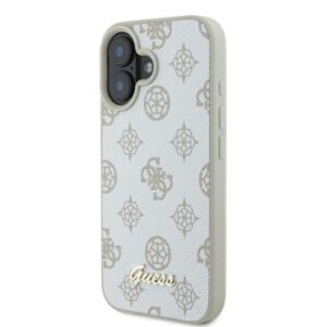 Guess GUHMP16SPGPYSH Apple iPhone 16 6.1" baltos spalvos kietas dėklas Peony Script Logo MagSafe - Image 2