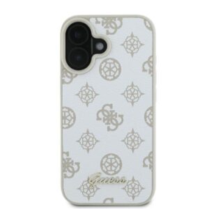 Guess GUHMP16SPGPYSH Apple iPhone 16 6.1" baltos spalvos kietas dėklas Peony Script Logo MagSafe - Image 3