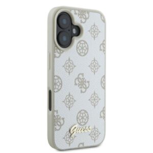 Guess GUHMP16SPGPYSH Apple iPhone 16 6.1" baltos spalvos kietas dėklas Peony Script Logo MagSafe - Image 4