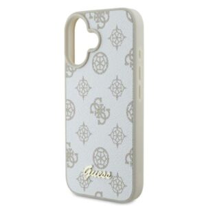 Guess GUHMP16SPGPYSH Apple iPhone 16 6.1" baltos spalvos kietas dėklas Peony Script Logo MagSafe - Image 6