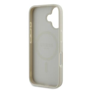Guess GUHMP16SPGPYSH Apple iPhone 16 6.1" baltos spalvos kietas dėklas Peony Script Logo MagSafe - Image 7