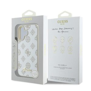 Guess GUHMP16SPGPYSH Apple iPhone 16 6.1" baltos spalvos kietas dėklas Peony Script Logo MagSafe - Image 8