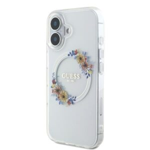 Guess GUHMP16MHFWFCT Apple iPhone 16 Plus 6.7" skaidrus kietas dėklas IML Flowers Wreath MagSaf - Image 2