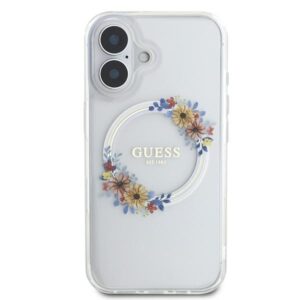 Guess GUHMP16MHFWFCT Apple iPhone 16 Plus 6.7" skaidrus kietas dėklas IML Flowers Wreath MagSaf - Image 3