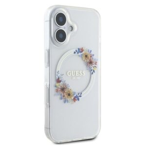 Guess GUHMP16MHFWFCT Apple iPhone 16 Plus 6.7" skaidrus kietas dėklas IML Flowers Wreath MagSaf - Image 4