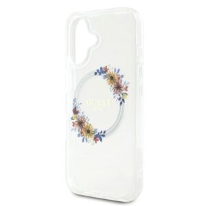 Guess GUHMP16MHFWFCT Apple iPhone 16 Plus 6.7" skaidrus kietas dėklas IML Flowers Wreath MagSaf - Image 6