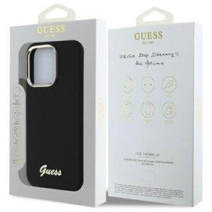 Guess GUHCP16XSMBSLK Apple iPhone 16 Pro Max 6.9" juodos spalvos kietas dėklas Silicone Script Metal Logo & Frame - Image 8