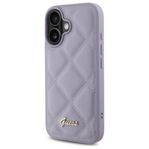 Guess GUHCP16SPSQSQSU Apple iPhone 16 6.1" light violetinės spalvos kietas dėklas Quiled Metal Logo - Image 2