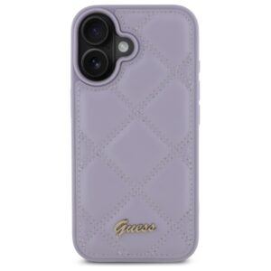 Guess GUHCP16SPSQSQSU Apple iPhone 16 6.1" light violetinės spalvos kietas dėklas Quiled Metal Logo - Image 3
