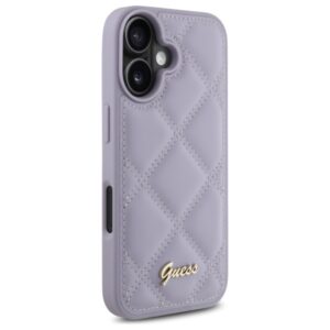 Guess GUHCP16SPSQSQSU Apple iPhone 16 6.1" light violetinės spalvos kietas dėklas Quiled Metal Logo - Image 4