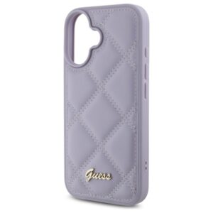 Guess GUHCP16SPSQSQSU Apple iPhone 16 6.1" light violetinės spalvos kietas dėklas Quiled Metal Logo - Image 6