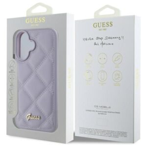 Guess GUHCP16SPSQSQSU Apple iPhone 16 6.1" light violetinės spalvos kietas dėklas Quiled Metal Logo - Image 8