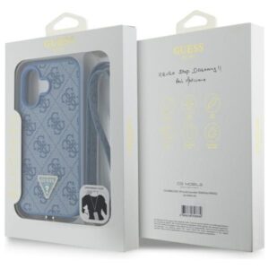 Guess GUHCP16SP4TDSCPB Apple iPhone 16 6.1" blue kietas dėklas Leather Metal Logo Strass Crossbody - Image 9