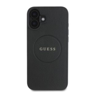 Guess GUHMP16SPGHSMMK Apple iPhone 16 6.1" juodos spalvos kietas dėklas Grained Gold Ring MagSafe - Image 2