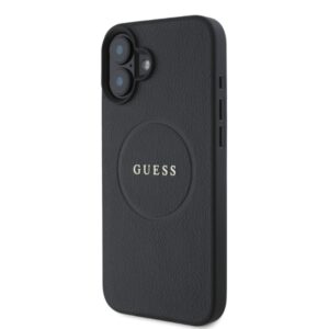 Guess GUHMP16SPGHSMMK Apple iPhone 16 6.1" juodos spalvos kietas dėklas Grained Gold Ring MagSafe - Image 3