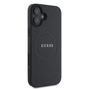 Guess GUHMP16SPGHSMMK Apple iPhone 16 6.1" juodos spalvos kietas dėklas Grained Gold Ring MagSafe - Image 4