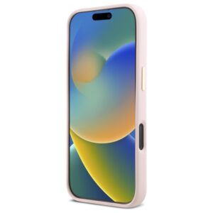 Guess GUHCP16XSMBSLP Apple iPhone 16 Pro Max 6.9" rožinės spalvos kietas dėklas Silicone Script Metal Logo & Frame - Image 5