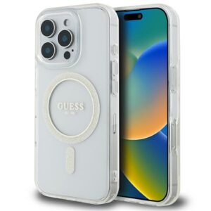 Guess GUHMP16XHFGERET Apple iPhone 16 Pro Max 6.9" skaidrus kietas dėklas IML Glitter Circle Ma