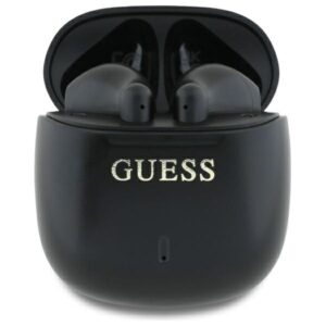 Guess Bluetooth ausinės GUTWSJ14ESGK TWS + docking station juodos spalvos Printed Classic Logo