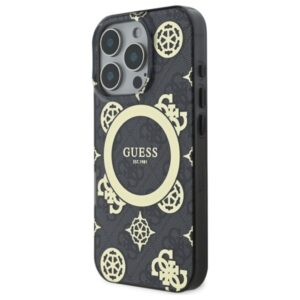 Guess GUHMP16LH4PYEEK Apple iPhone 16 Pro 6.3" juodos spalvos kietas dėklas IML Peony On 4G Background MagSafe - Image 2