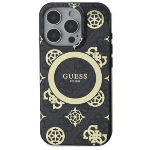 Guess GUHMP16LH4PYEEK Apple iPhone 16 Pro 6.3" juodos spalvos kietas dėklas IML Peony On 4G Background MagSafe - Image 3
