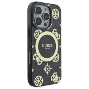 Guess GUHMP16XH4PYEEK Apple iPhone 16 Pro Max 6.9" juodos spalvos kietas dėklas IML Peony On 4G Background MagSa - Image 4