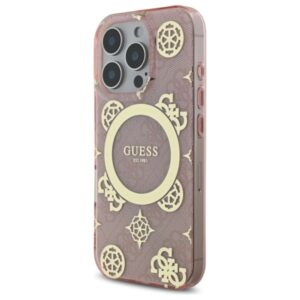 Guess GUHMP16LH4PYEEP Apple iPhone 16 Pro 6.3" rožinės spalvos kietas dėklas IML Peony On 4G Background MagSafe - Image 2