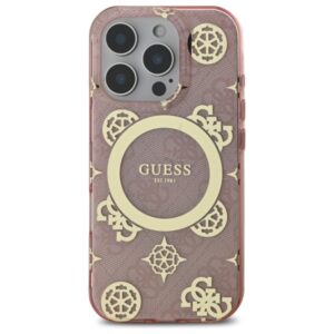 Guess GUHMP16LH4PYEEP Apple iPhone 16 Pro 6.3" rožinės spalvos kietas dėklas IML Peony On 4G Background MagSafe - Image 3