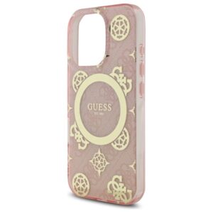 Guess GUHMP16LH4PYEEP Apple iPhone 16 Pro 6.3" rožinės spalvos kietas dėklas IML Peony On 4G Background MagSafe - Image 6
