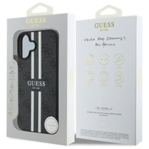 Guess GUHMP16SP4RPSK Apple iPhone 16 6.1" juodos spalvos kietas dėklas 4G Printed Stripes MagSafe - Image 8