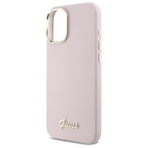 Guess GUHCP16MSMBSLP Apple iPhone 16 Plus 6.7" rožinės spalvos kietas dėklas Silicone Script Metal Logo & Frame - Image 6