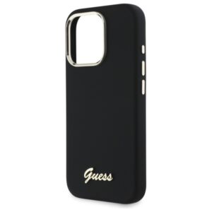 Guess GUHCP16LSMBSLK Apple iPhone 16 Pro 6.3" juodos spalvos kietas dėklas Silicone Script Metal Logo & Frame - Image 6